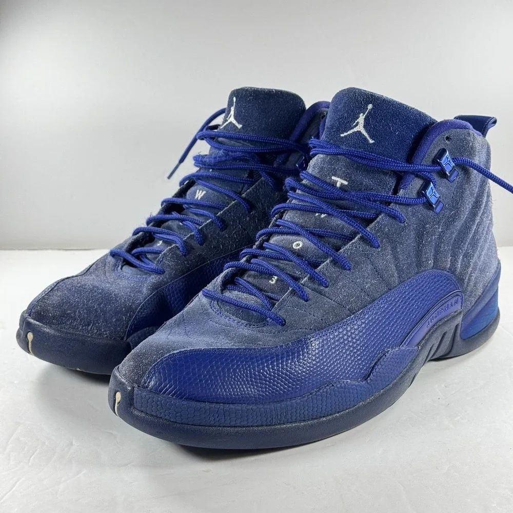 Nike Air Jordan 12‎ Retro Deep Royal Blue Suede Sneaker 130690-400 Men's Size 12